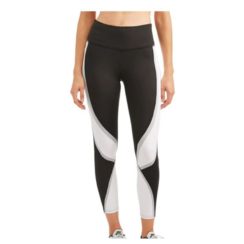 Avia Women's Active Performance Leggings Cropped‎ Black White M
